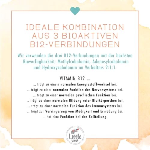 Little Wow® - Daily Vegan Vitamin B12 Spray | Speziell für Kinder I Für 195 Tage | Multivitamin | Vitamine | 10 µg Tagesbedarf pro Sprühstoß