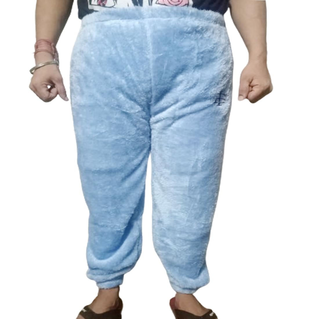 Women's and Men's Winter Sleepwear Nightwear Bottom Pajama Lounge Pants Warm Fleece (Blue, Large)-image-1