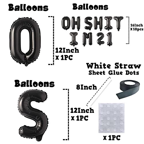 Image of Oh I'm 21! Latex Balloons 16 Inch Black Hallo Twenty Five Cheers to 21 Years Old Theme Decor for Man Woman Happy 21st Birthday Party Photo Studio Prop Flag Decorations Favors Supplies