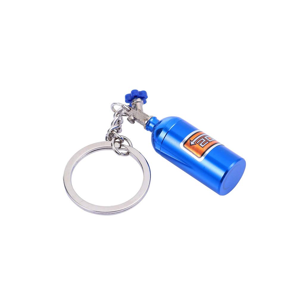Mini Nitrous Oxide Bottle Keyring Nos Gas Car Keychain Key Chain Rings, Fashion Pill Box Storage Turbo Keychain Key Holders for Car Keys (Blue), Blue, M