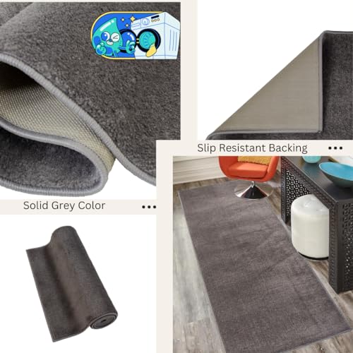 Rugstylesonline CUSEU3001-30IN5FT Custom Size Runner Rug Solid Color Extra Long Runner Rugs For Hallways 30 Inch Wide X Pick Your Size By Feet Slip Skid Resistant Rubber Back Rug Runners thumb #3