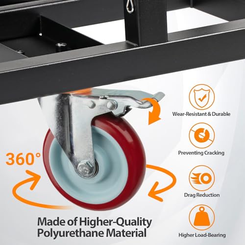 Eastrexon Folding Drywall Dolly w/ 5\" Swivel Casters, 44.5\" x 22\" x 40\" Plywood Cart w/ 2000 LBS Load Capacity, Portable Panel Truck Cart for Handling Plywood, Plasterboard, Glass