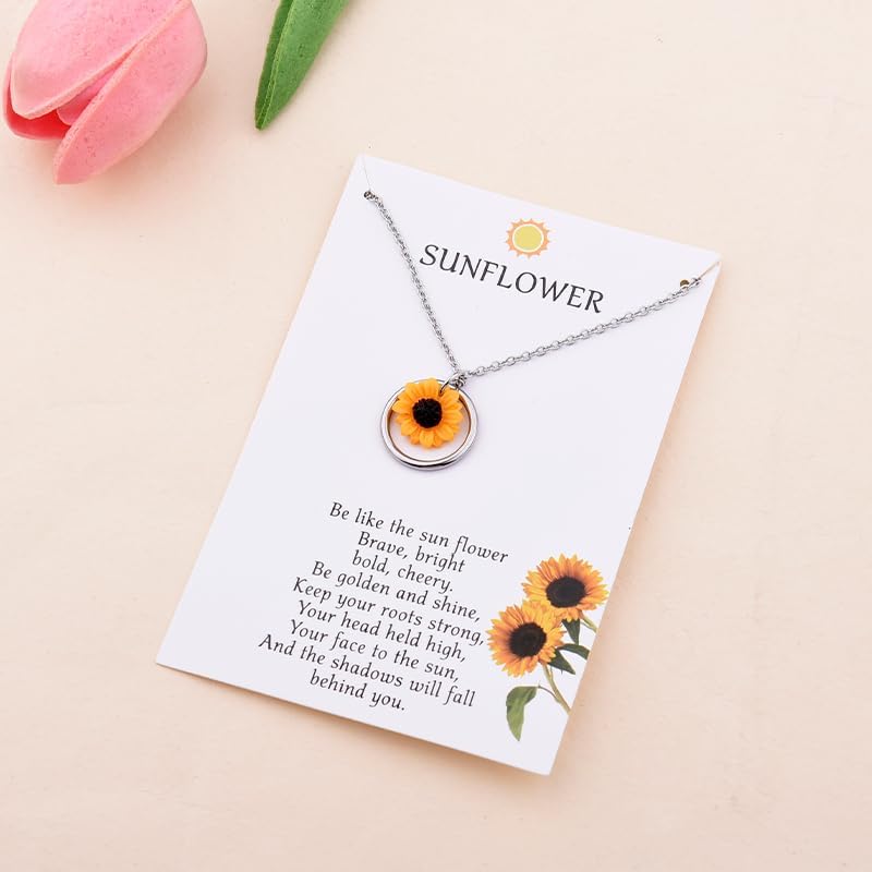Inspirational Sunflower Necklace Gifts for Women Birthday Christmas Gifts for Women Friends Mom Daughter Granddaughter Niece Gift for Sunflower Lovers - Image 6