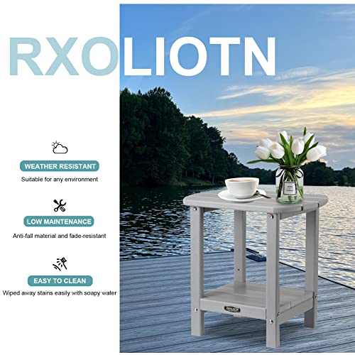 Rxoliotn Outdoor Morden Side Table, 16.6'' Patio Table Double Layer Hdpe End Table, Outside Plastic Resin Side Table, Weather Resistant Small Side Table For Pool, Porch,Lawn & Garden (Gray) #TOP5