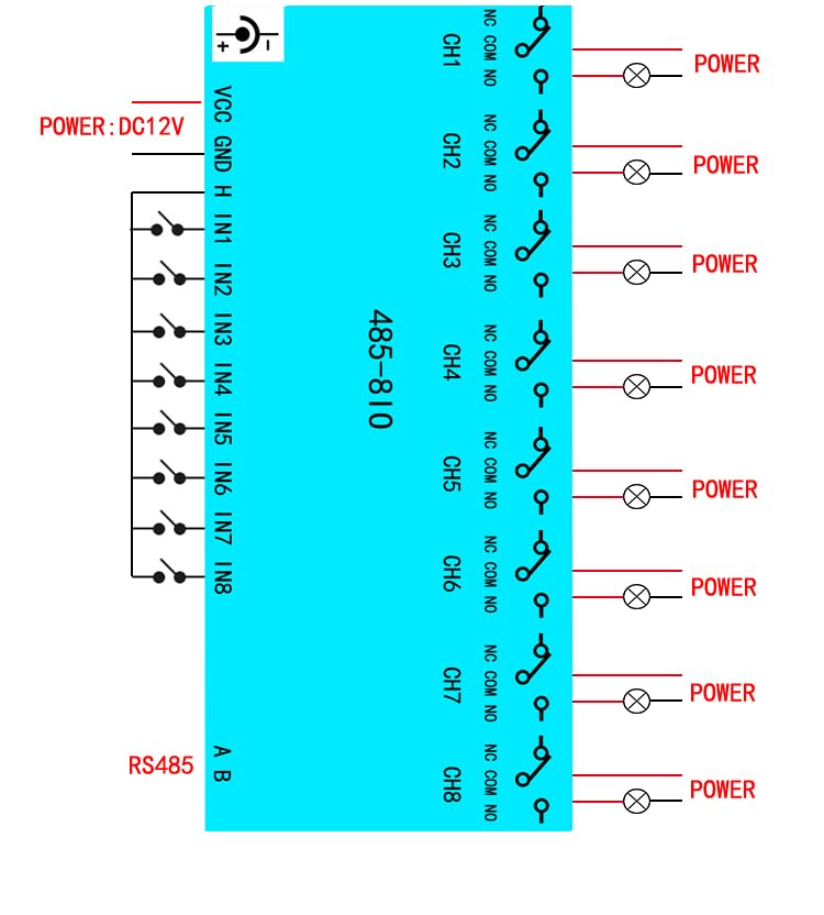 Module relais 8 canaux RS485 résoudre câblage complexe acquisition MODBUS RTU