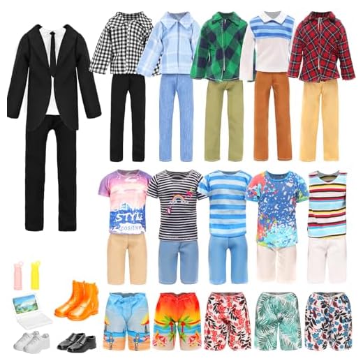 Miunana 8 Kleidung für Jungen Puppen = 3 Freizeitbekleidung Kleidung + 3 Hosen +2 Paar Schuhe für Puppen