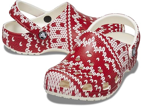 Image of Crocs Unisex-Adult Classic Graphic Clogs, Holiday Sweater Print, 4 Men /6 Women