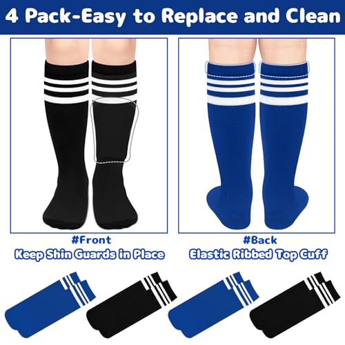 Image of Olreco 4 Pack Kids Soccer Socks Toddler Baseball Socks Youth Boys Football Sock Boys Girls Softball Sock Athletic Accessories