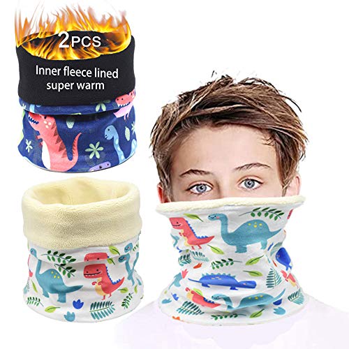 Winter Kids Neck Gaiter Thermal Inner Fleece Lined Neck Warmer Dinosaur Boys infinity Scarf Face Cover Mask Half Face Protective For Windproof Cold Weather, Whimsical Christmas Gifts For Children