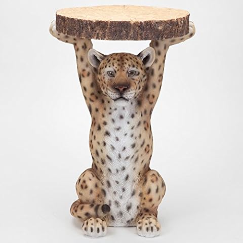 Mesa auxiliar de Polyresin con diseño de leopardo pintado a mano Cover