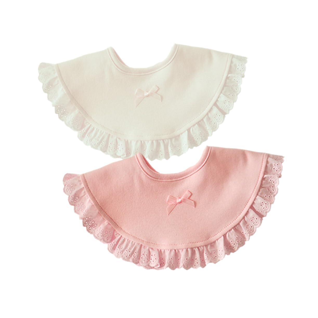 RORPOIR 2pcs Cotton Baby Bibs for Infant Girls with 360 Degree Rotation Bowknot Design Comfortable Material for Baby Feeding and Playing Soft and Protective
