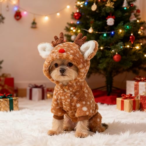 TECHEEL Weihnachten Haustier Kleidung Weihnachtskostüm Katzen Hunde Kostüm Weihnachts hundekostüm Weihnacht Weihnachtskostüm Katzen für Klein Hund Katze (Elch M)