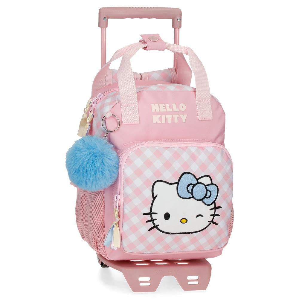 Hello Kitty24721T1 Wink Preschool Backpack with Cart Pink 23x28x10cm Polyester 6.44L, pink, Preschool Backpack with Trolley, Pink, Preschool Backpack with Trolley, Hello Kitty Wink File