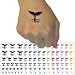 Whale Tail Temporary Tattoo Water Resistant Fake Body Art Set Collection - Black (One Sheet)