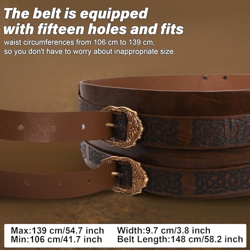 Medieval Viking Wide Belt - Renaissance Faux Leather Pirate Belt Pouch for Men & Women LARP, Halloween, Cosplay Party4