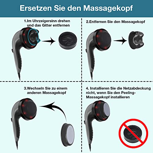 Helining Anti Cellulite Massagegerät Elektrisch Handmassagegeräte Cellulite Massage mit 4 Austauschbaren Aufsätzen für Nacken Schulter Taille Abdomen Gesäß Beine Cellulite-Massage - Image 6