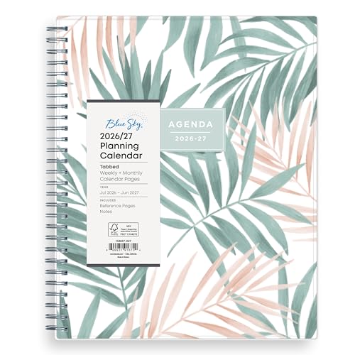 Blue Sky 2026-2027 Weekly and Monthly Academic Year Planner Calendar July 2026 - June 2027 8 x 10.875 Flexible Cover Wirebound Laminated Tabs Seychelle