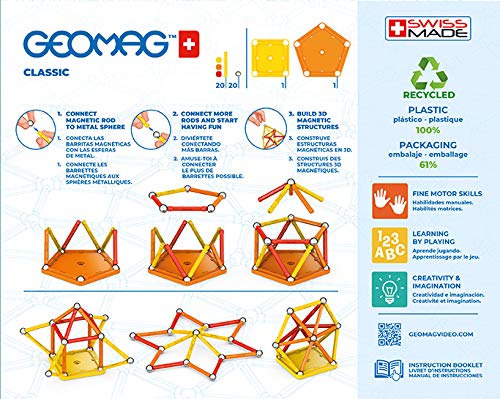 Geomag Jeux de Construction Magnétique pour Enfants - Jouets éducatifs pour Garçons et Filles 100% Recyclé - Collection Green Classic 42 pièces