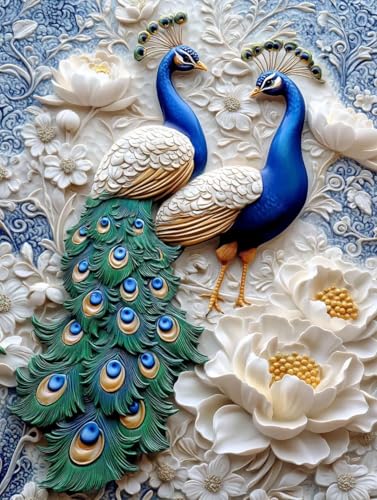 Diamond Painting Adulte Paon géant 80x110cm pour loisirs créatifs et broderie diamant