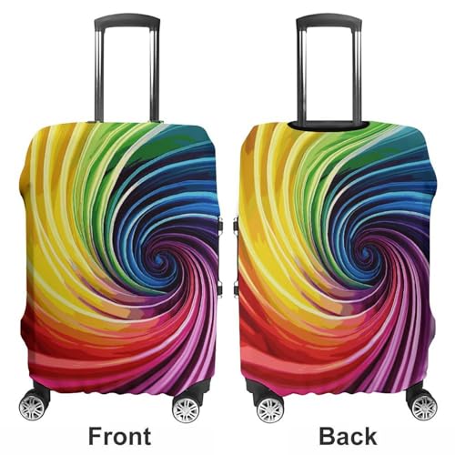 Rainbow Spiral Elastic Luggage Cover Suitcase Protector for 19-32 Inch Suitcases | Universal Stretchable Travel Bag Cover | Anti-Scratch, Washable with Zipper Closure S3