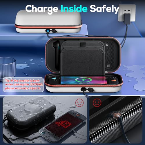 Image of Auarte [Charge inside Carrying Case for Nintendo Switch 2 2025 / Switch OLED / Switch with Adapter and for Joy Cons Storage, Travel Cases for Switch 2 Console with 22 Game Card Storage (White, For Switch 2 7.9 inch, Carrying Case)