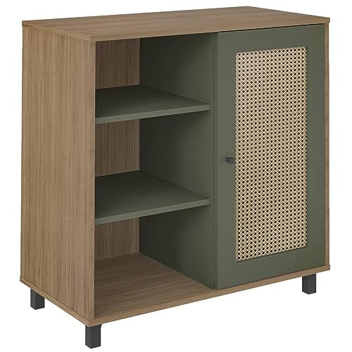 Buffet com porta de abrir e prateleiras Charlotte cor Carvalho c/Menta - Artely