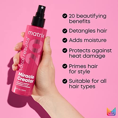 Matrix Total Results Miracle Creator | Ultimate Strengthening Leave-In Conditioner | Moisturizing Heat Protectant & Detangler Spray | For Damaged Hair | Sulfate Free | 6.8 Fl. Oz. #TOP2