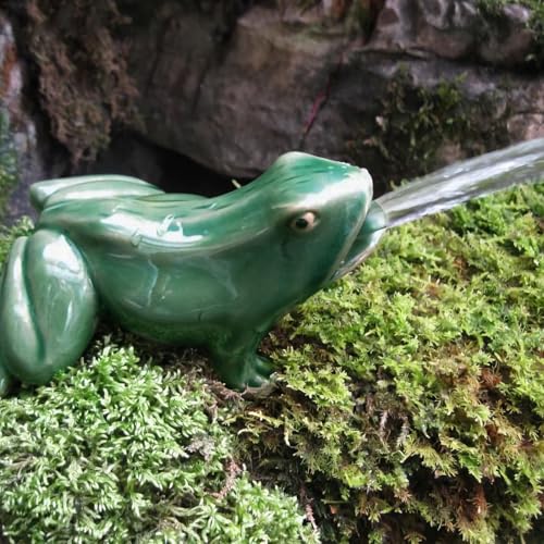Hikiwin Ceramic Frog Figures Fountains Accessories,Green Glazed Ceramic Frog Water Spraying Pools Ornaments,Outdoor Fountain Ornaments for Ponds and Water Gardens,Frog 4.3Inches,1 Piece - Thumbnail 6