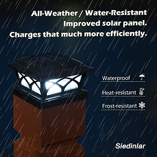 Siedinlar-Lampe-Solaire-Exterieur-Lumieres-Solaires-de-Chapeau-de-Poteau-2-Modes-Lampe-LED-Etanche-pour-Jardin-Terrasse-Cloture-4x4-5x5-6x6-inch-Poteau-en-bois-Lot-de-2