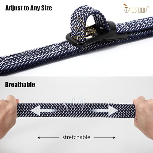 Image of JASGOOD Stretch Belt for Men, Men Women Elastic Woven Braided Belt 1 3 /8 Casual Belt Golf Belt for Jeans Pants