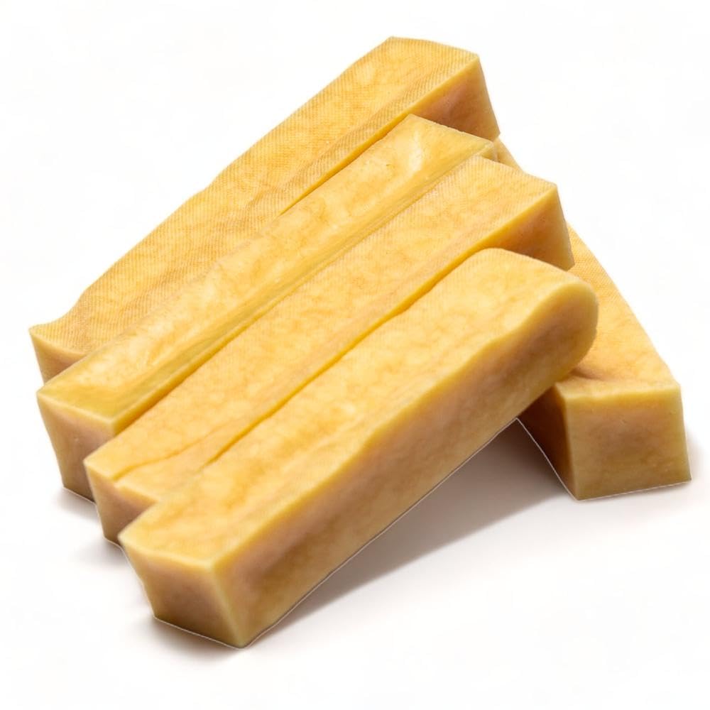 Dilecti Huesos de Queso Naturales - Los Masticables Naturales Muy Sabrosos, Duros y Duraderos Mantendrán a su Perro Ocupado Durante un Tiempo. (Talla L, Juego de 5)