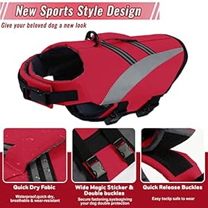 ALAGIRLS-Dog-Life-Jacket-for-Small-Dogs-Reflective-Dog-Swim-Flotation-Life-Vest-Pet-Safety-Jackets-with-High-Buoyancy-for-Small-Medium-Large-Breeds-Dog-Summer-Beach-Accessories-Red-S - Cucciolini Doodles   ALAGIRLS-Dog-Life-Jacket-for-Small-Dogs-Reflective-Dog-Swim-Flotation-Life-Vest-Pet-Safety-Jackets-with-High-Buoyancy-for-Small-Medium-Large-Breeds-Dog-Summer-Beach-Accessories-Red-S