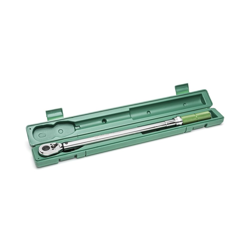 SATA ST96312SC Llave Dinamométrica Ajustable con Accionamiento de 1/2 Pulgada, 40-200NM, con Mango Moleteado de Aluminio y Estuche de Almacenamiento