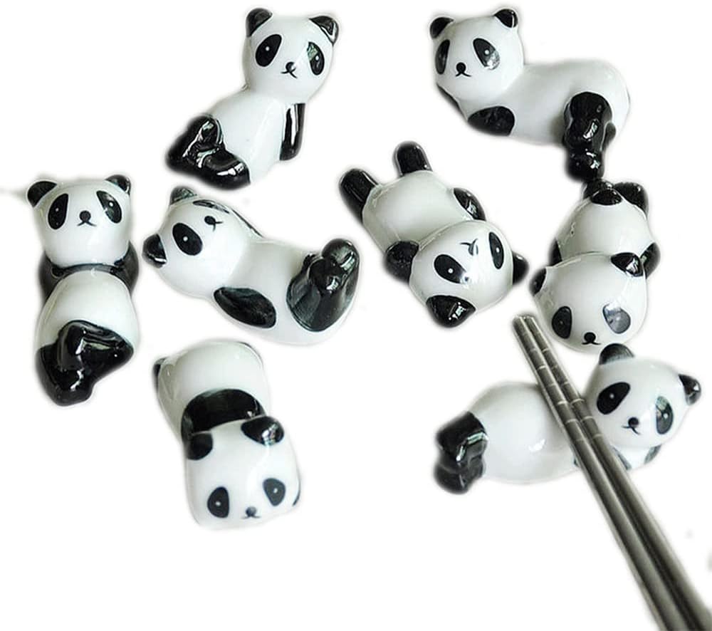 8Pcs Ceramic Chopstick Holder Ceramic Chopstick Rest Cute Chopstick Rest Panda Chopsticks Rest Dinner Spoon Stand Fork Holder Kitchen Art Craft Tableware for Placing Chopsticks While Eating