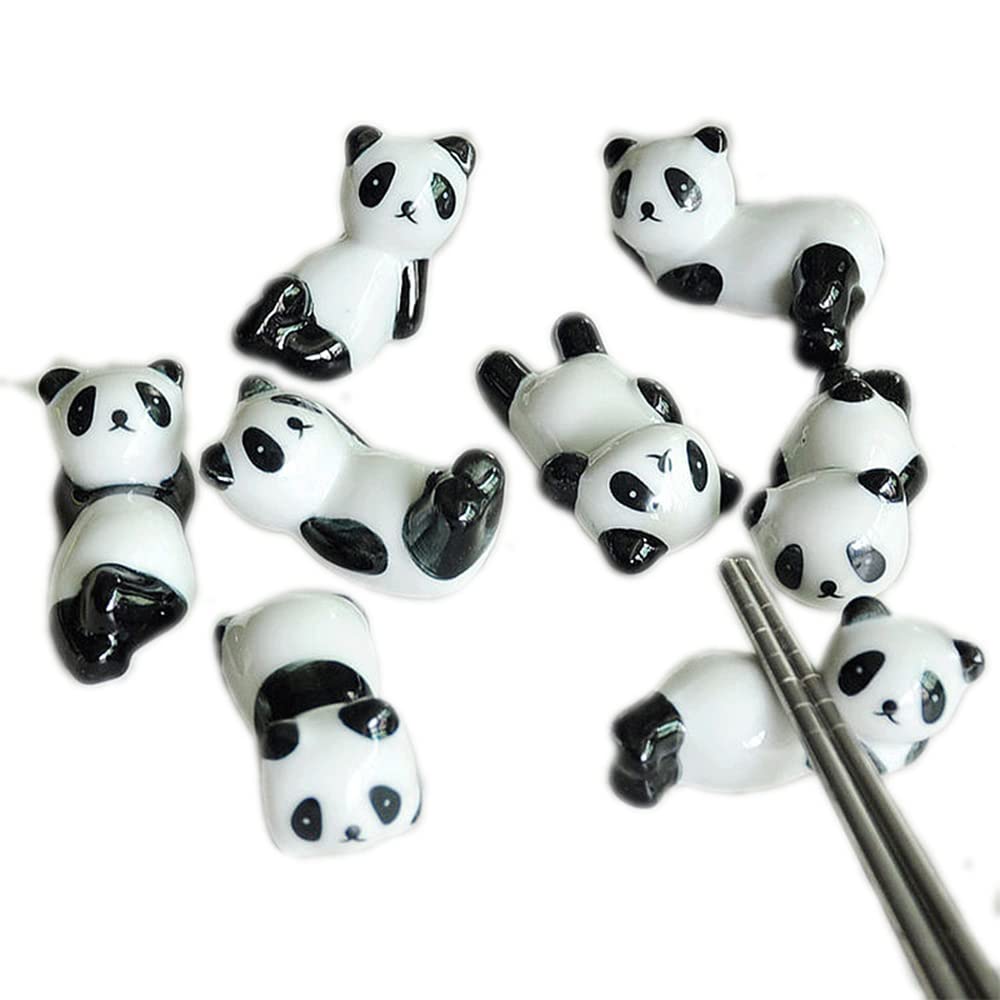 8Pcs Ceramic Chopstick Holder Ceramic Chopstick Rest Cute Chopstick Rest Panda Chopsticks Rest Dinner Spoon Stand Fork Holder Kitchen Art Craft Tableware for Placing Chopsticks While Eating