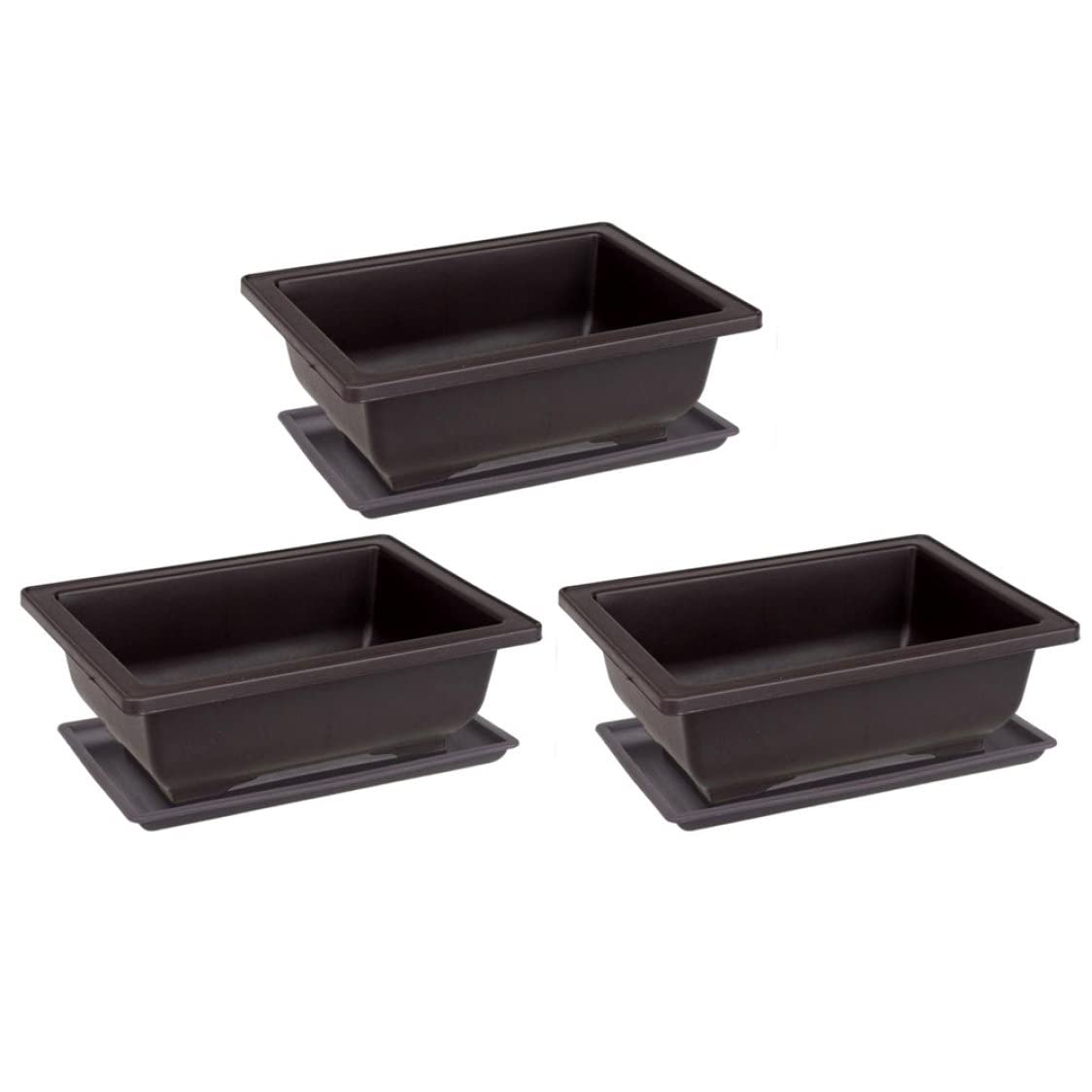 Grtheenumb Coffee Pot|Bonsai Training Pot Plastic Rectangular Plant Flower Planter With Tray 6Pcs