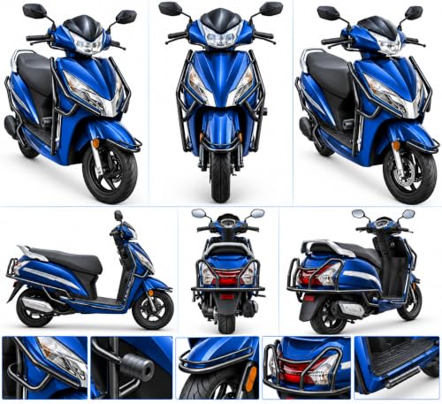 Image of Crash Guard for Hnoda Activa 125 BS6| Heavy Duty Front & Rear And Side Body Protection Guard with Sliders | Black Safety Guard for Scooter