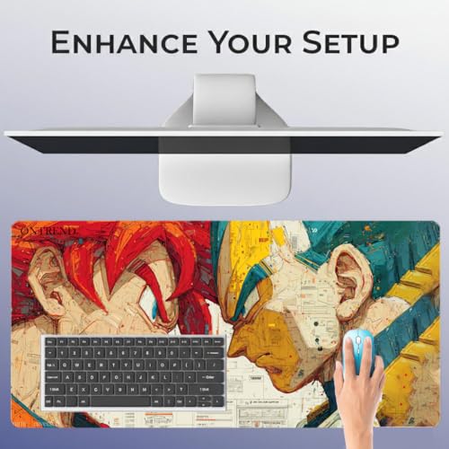 Image of ON TREND Anime Series Printed Mouse pad with Anti-fray Stitching, Waterproof Surface & Non-Slip Rubber Base Gaming Mouse Mat for Laptop, Computer & Desk (Large Extended -23x11 Inch) (Goku)