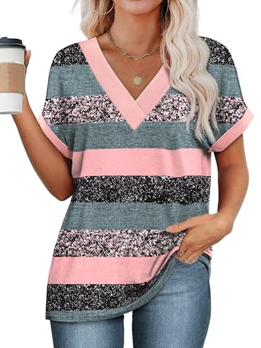 Image of WIHOLL Womens Summer Tops Short Dolman Sleeve Shirts 2026 Fashion V Neck Outfits Clothes