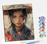 MLNMENG Malen nach Zahlen DIY Handgemalt Ölgemälde Set für Anfänger und Jugendliche Pinsel und Acrylfarbe 40x50 cm ideal als Geschenk oder zur Heimdekoration Mädchen im Kampfkunststil