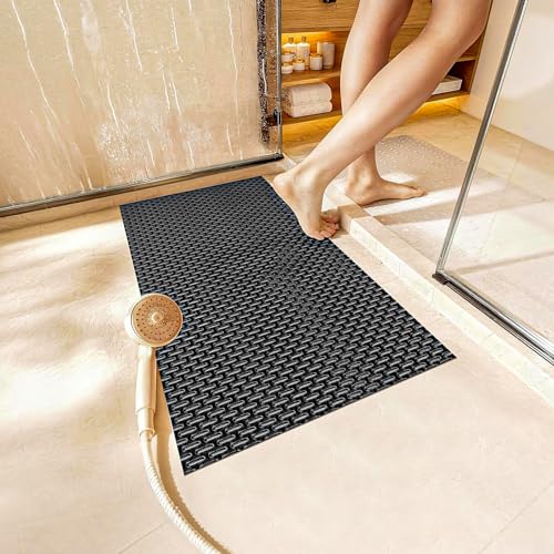 Extra Large Non-Slip Shower Mat, Fast-Dry PVC Bath Stall & Tub Mat, Drain-Hole Design,for Shower Stall Tub for Elderly/Kids，Non Slip Bathroom Safety Accessory，Black 32"x17" by Aqzuxira - Used condition - Image 9