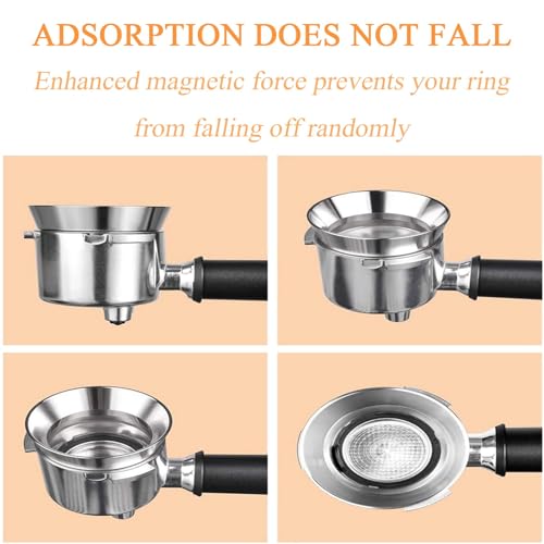 Image of 51mm Portafilter Powder Ring, Stainless Steel Magnetic Powder Ring, Espresso Dosing Funnel Precision Aluminum Alloy Coffee Dosing Ring,Prevent Ground Coffee from Spilling (Silver)