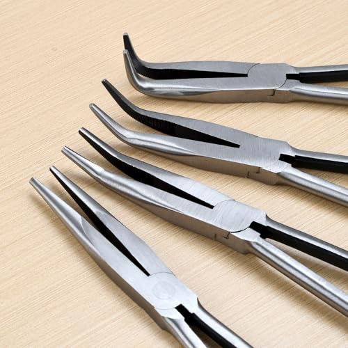 Image of 4-Piece 11 inch Extra Long Nose Pliers Set with Insulated Comfort Grip Handles