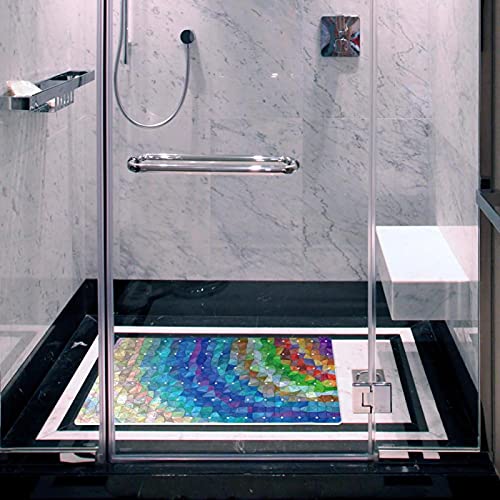Tapis de douche antidérapant triangulaire à ventouses évacuation rapide