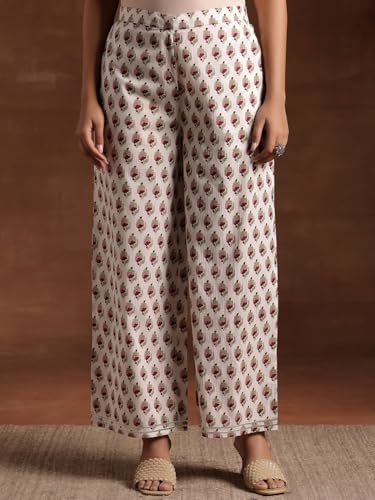 Image of Libas Printed Cotton A-Line Kurta With Palazzo