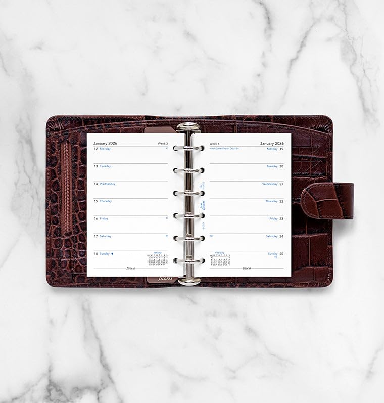 Filofax Taschenkalender 2026, 1 Woche auf einer Seite, Nachfüllpackung, Englisch, 8,9 cm x 12 cm