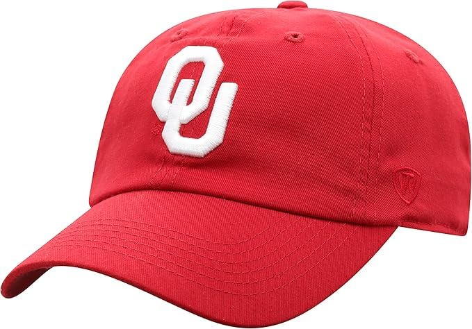 Collegiate Primary Color Relaxed Fit Adjustable Hats (US Alpha One Size Oklahoma)