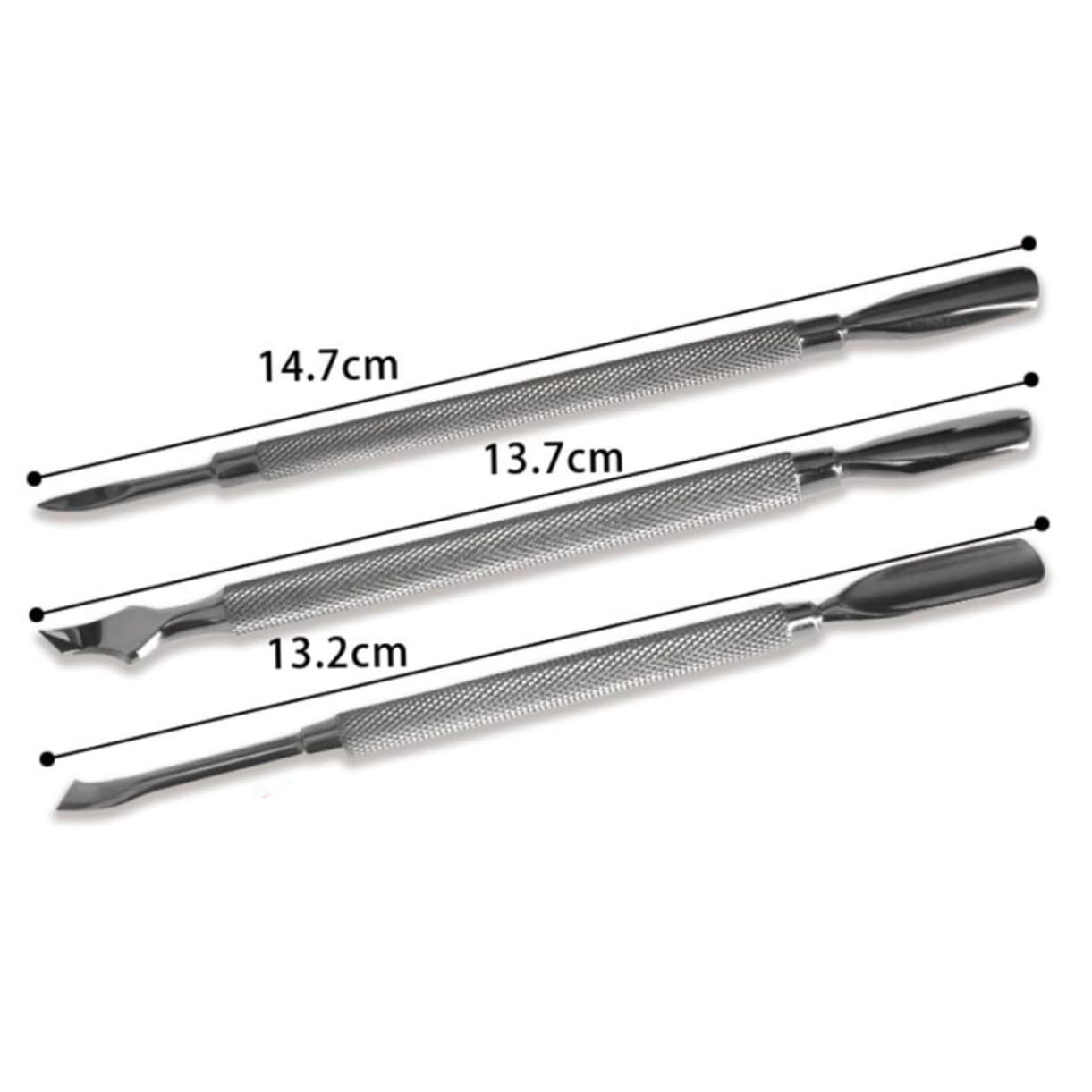 FRCOLOR 3pcs Stainless Steel Cuticle Pusher for Nail Care Professional Nail Art Tools Double-end Nail Polish Cleaner