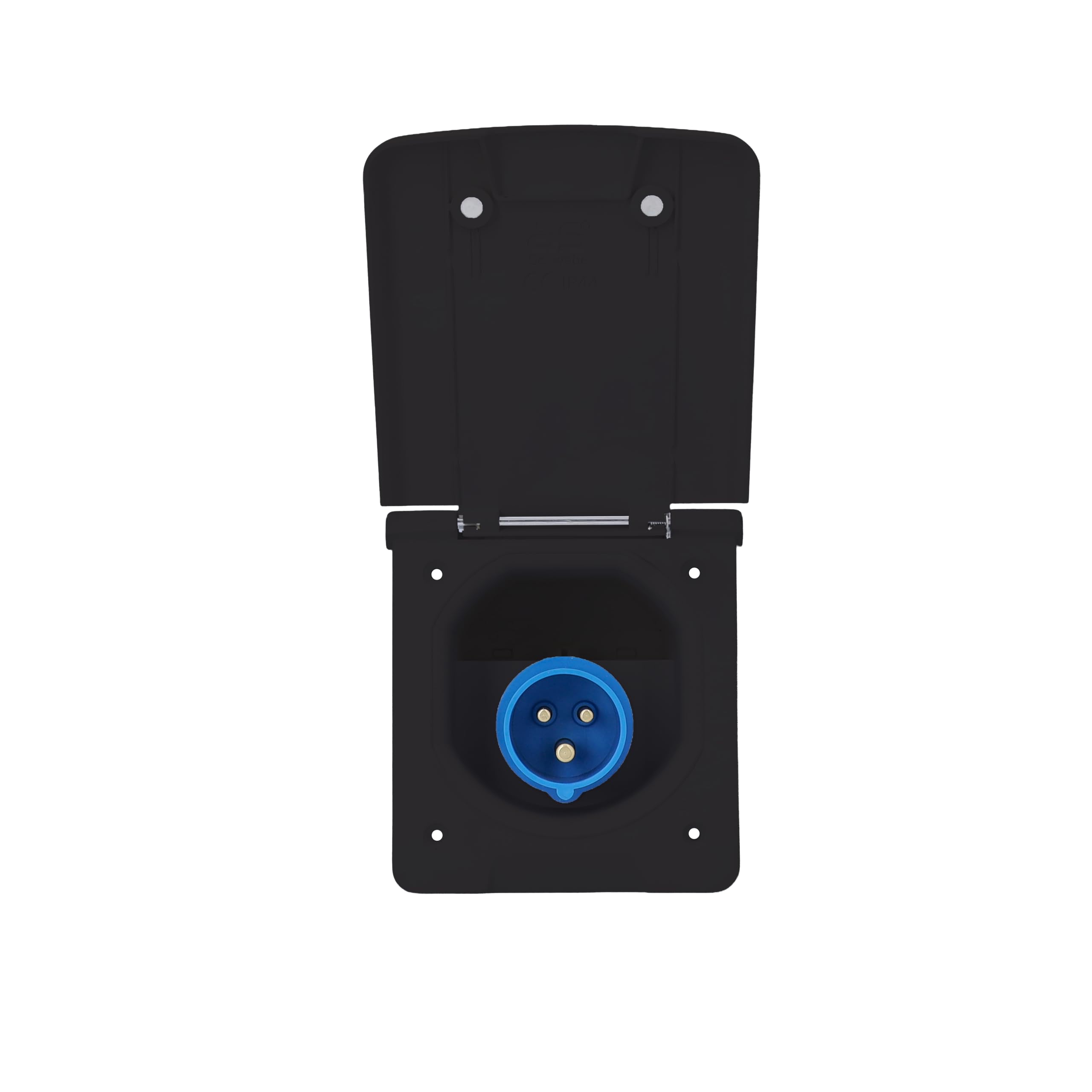 as - Schwabe Fiche d'alimentation CEE-Caravane, 230 V / 16 A fiche de montage camping, fiche 3 pôles pour caravane, couvercle rabattable avec fermeture magnétique, IP44 , noir I 62471