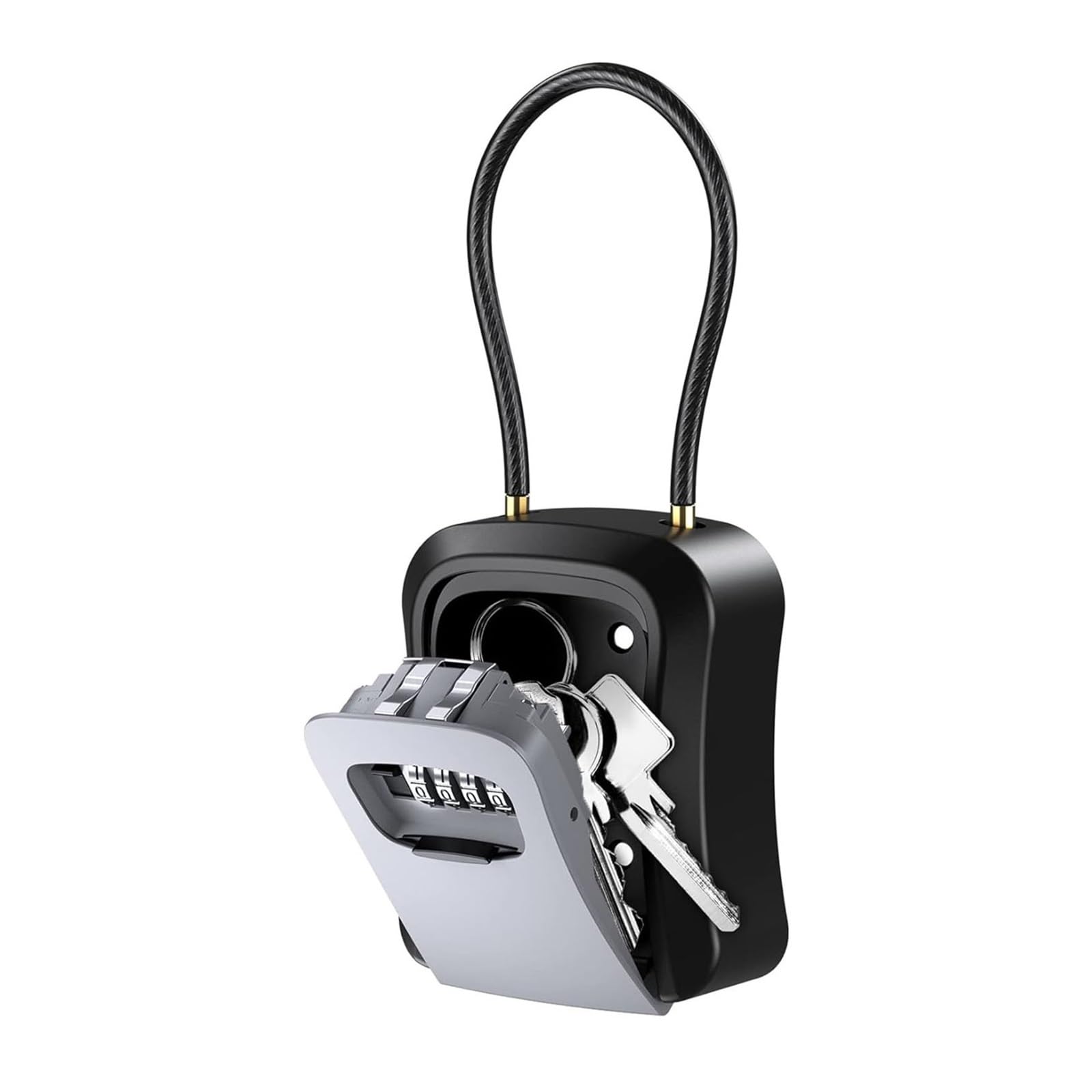 Kjueq Grijs Key Lock Box For Outside 4 Digit Code Security Safe Box For House Keys Spare Keys Storage(Grijs)